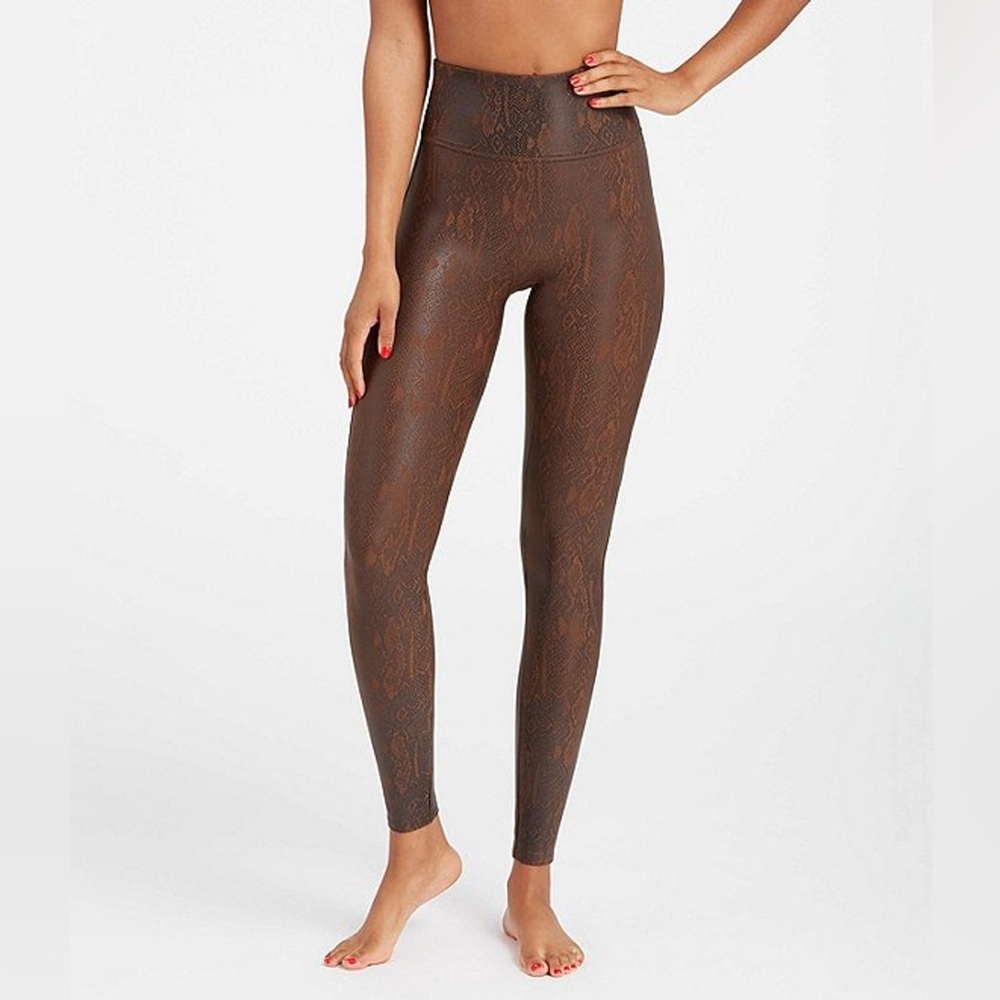 SPANX Faux Leather Snake Print Leggings